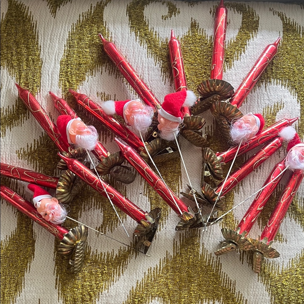 •⬇️SHOP CLOSING⬇️VINTAGE CHRISTMAS CANDLE CLIP ORNAMENTS SANTA•⬇️FINAL PRICE⬇️